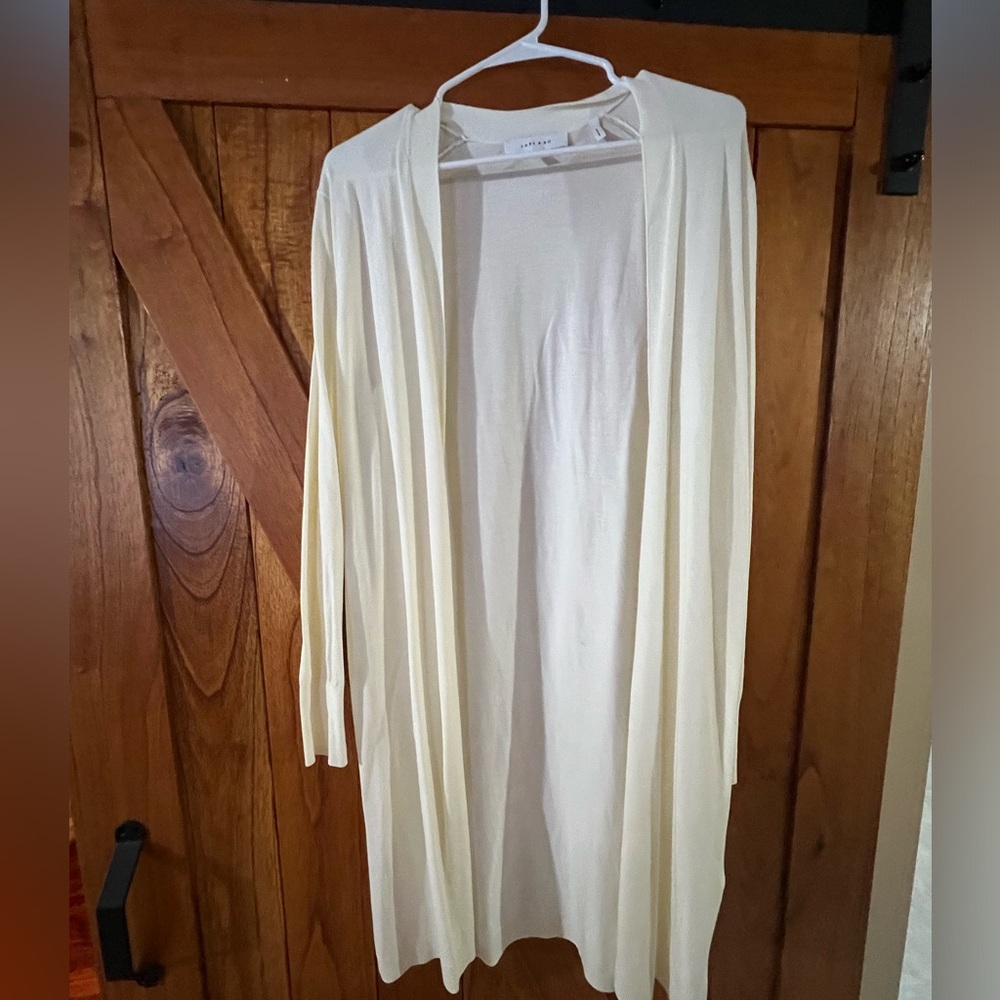 Lark & Ro Cream Open-Front Cardigan